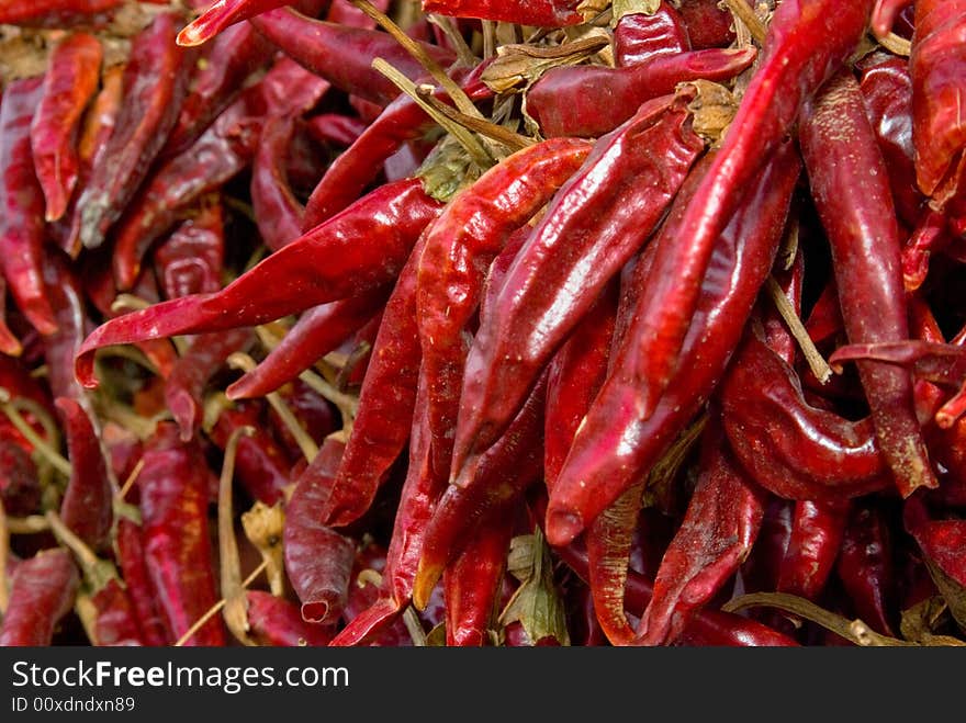 Close up of paprika sold on hungarian streets