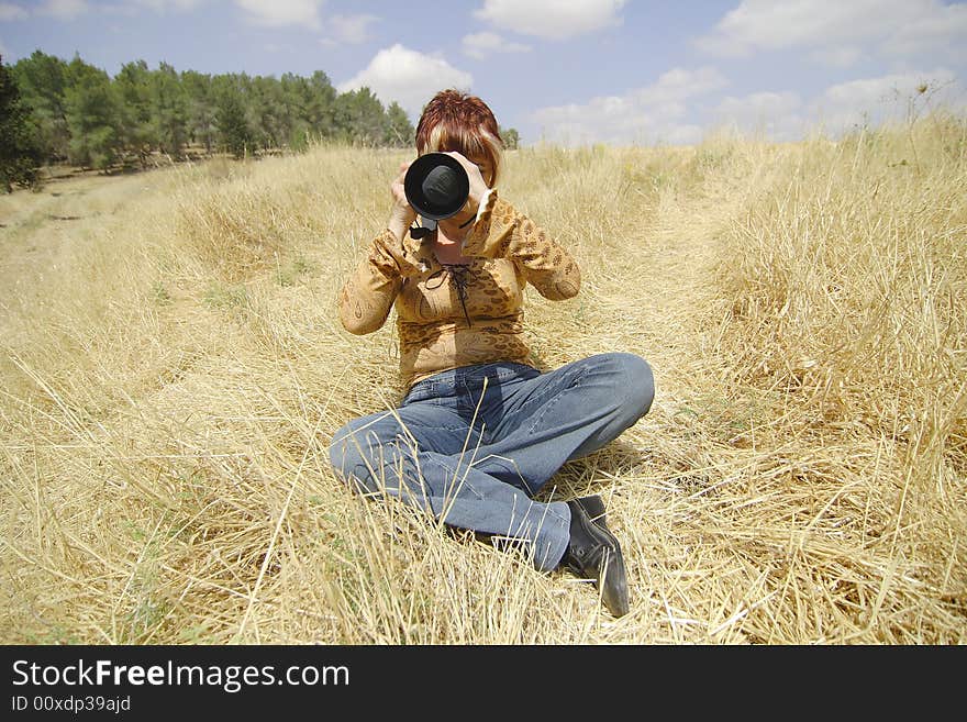 The young photographer at photosession