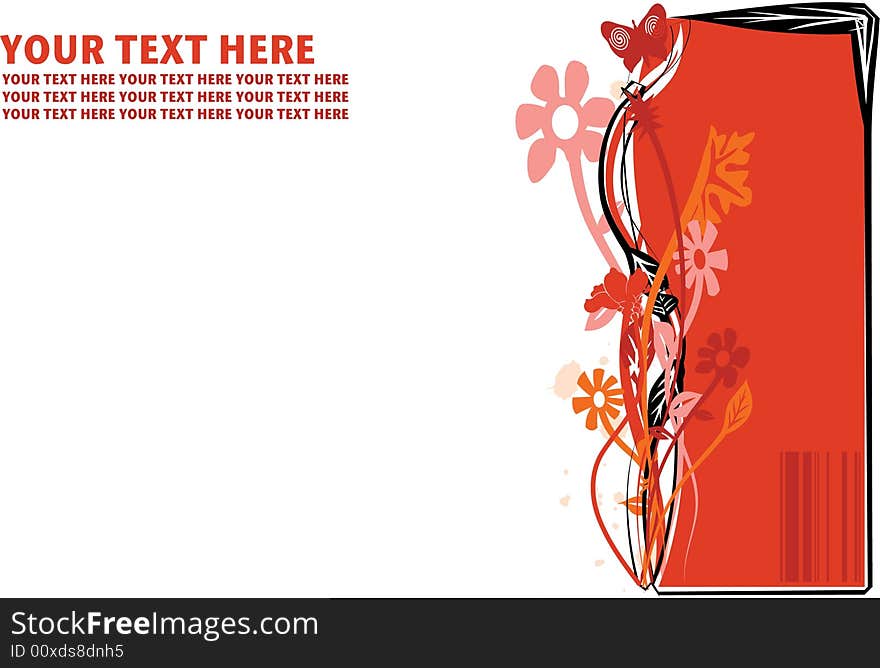 Scalable vector illustration with floral red border and text area. Scalable vector illustration with floral red border and text area