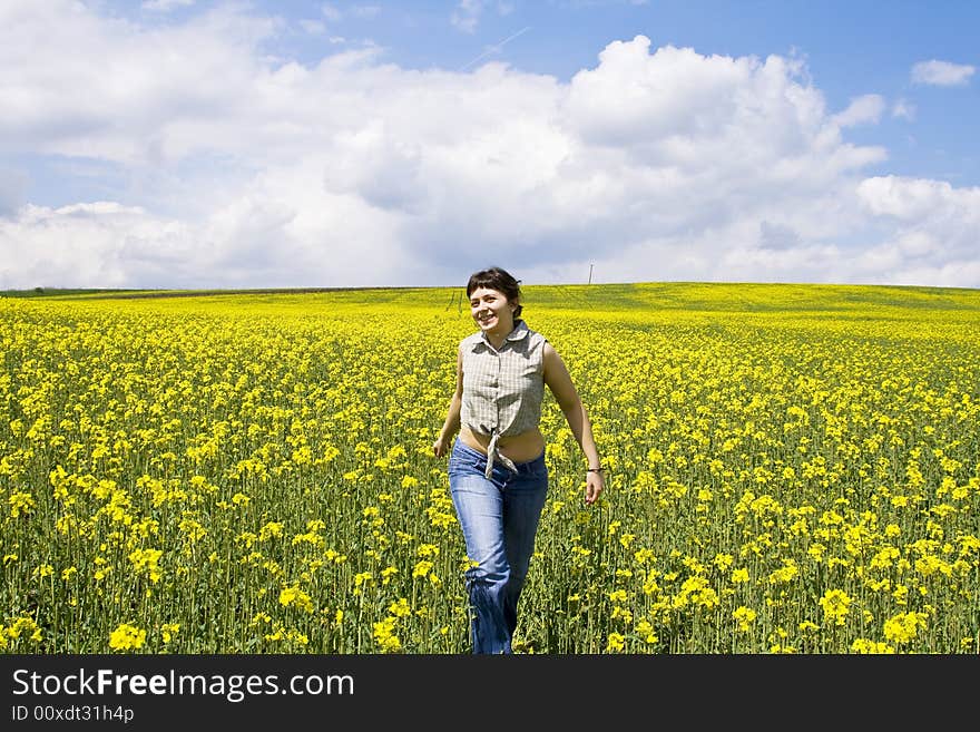 Girl having fun in summer field. Girl having fun in summer field