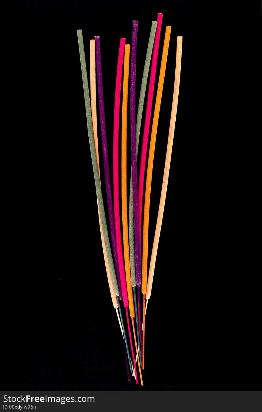 Incense sticks isolated on black background. Incense sticks isolated on black background