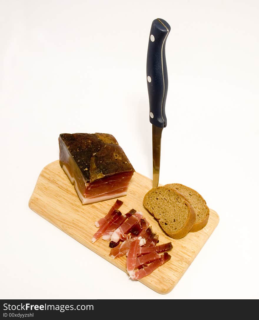 Traditional way of serving speck in Austria. Traditional way of serving speck in Austria