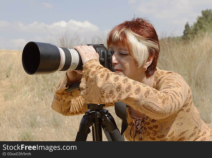 The young photographer at photosession