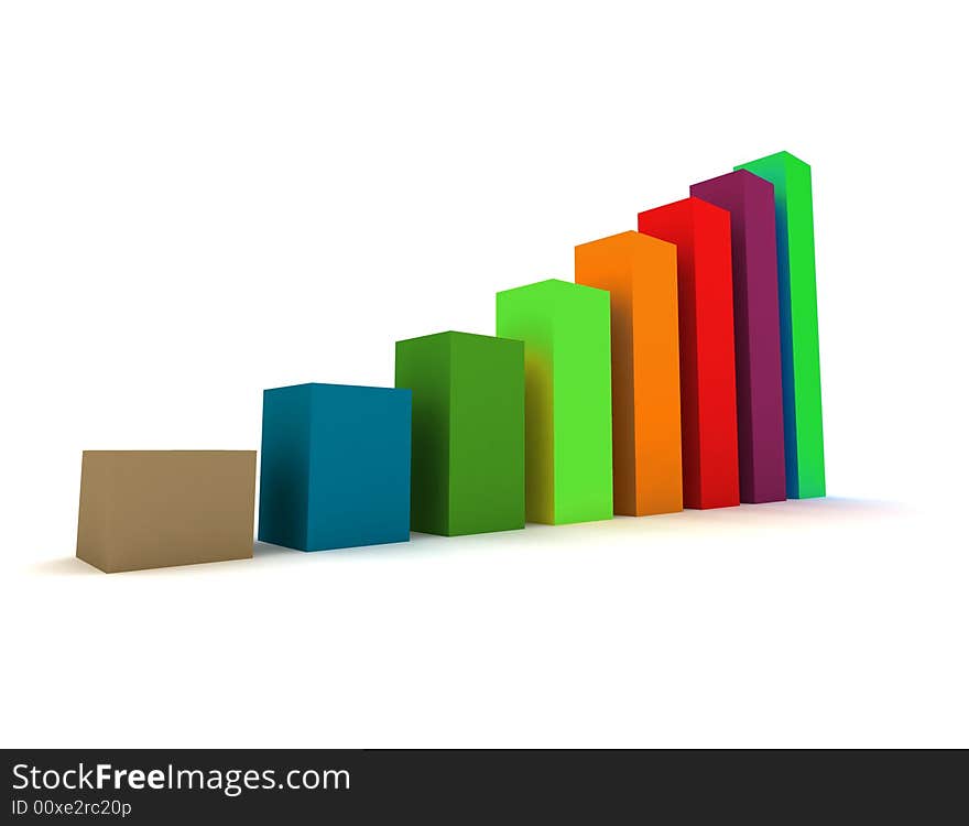 Statistics - 3d isolated multicolor diagram. Statistics - 3d isolated multicolor diagram