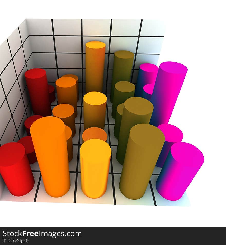 Statistics - 3d isolated multicolor diagram. Statistics - 3d isolated multicolor diagram