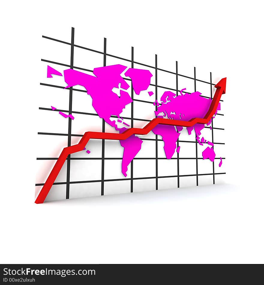 Statistics - worldmap - 3d isolated on white background. Statistics - worldmap - 3d isolated on white background