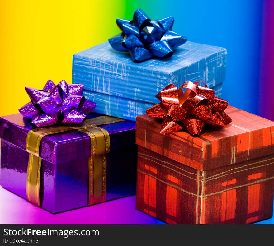 Blue, Red And Violet Gift Boxes