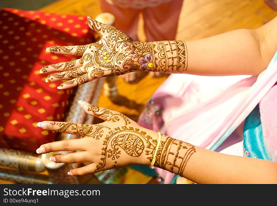 Indian Wedding Bride Getting Henna Applied