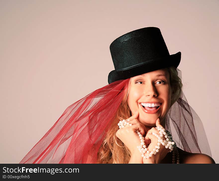 Portrait of beautiful Blond Woman with flowing Hair