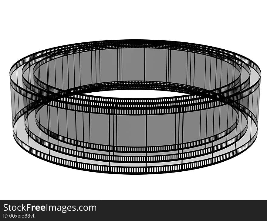 3d blank films ring over white background. 3d blank films ring over white background