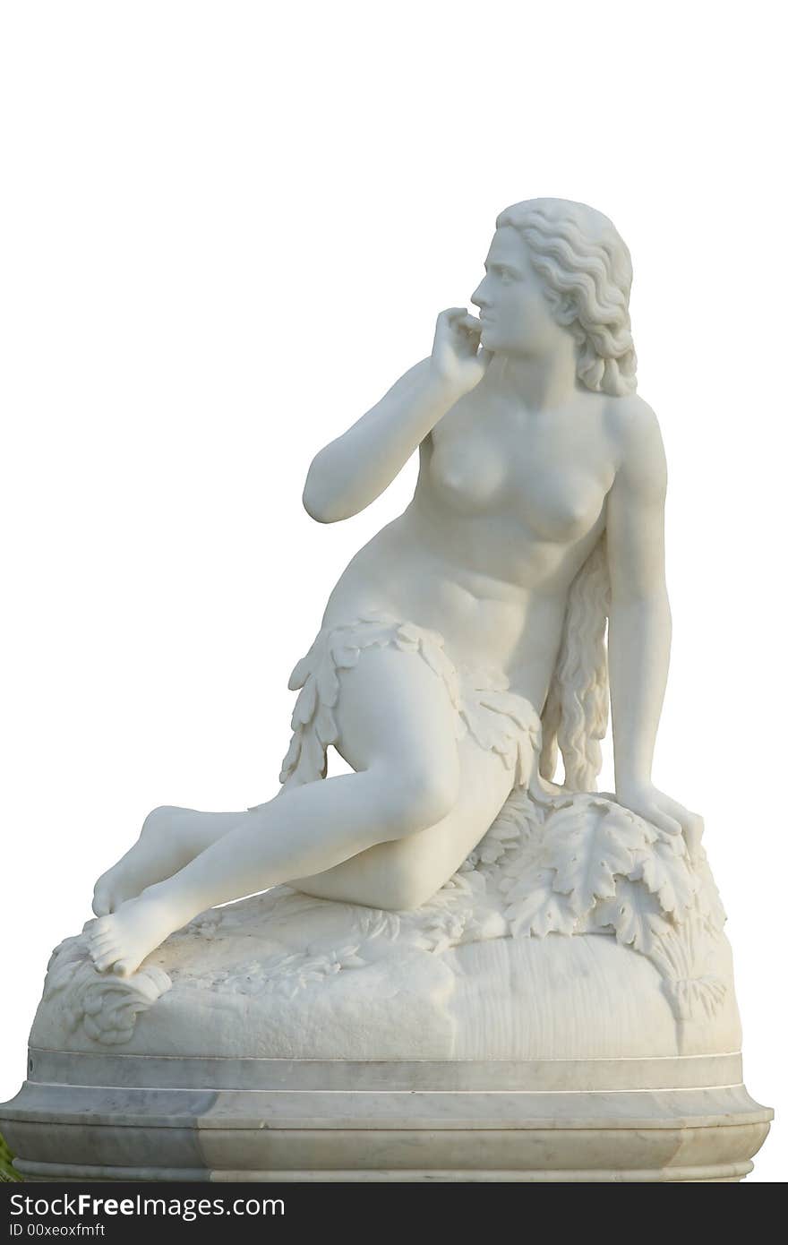 19th century statue of young female isolated over white. 19th century statue of young female isolated over white