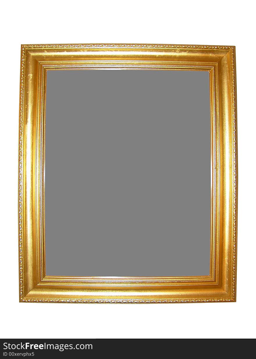 Isolated Blank Gold Picture Frame Cutout Background Close-up