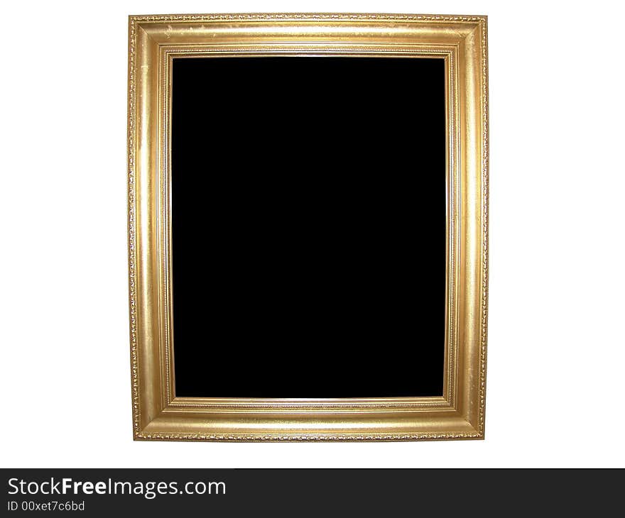 Isolated Blank Gold Picture Frame Cutout Background Close-up