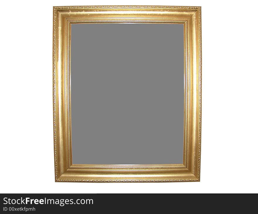 Isolated Blank Gold Picture Frame Cutout Background Close-up