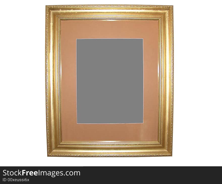 Isolated Blank Gold Picture Frame Cutout Background Close-up