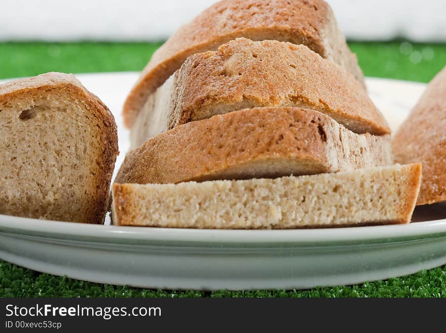 Slices of bread on white bread