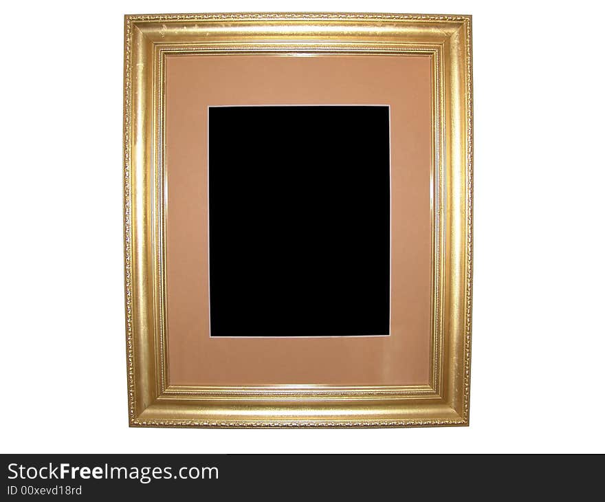 Isolated Blank Gold Picture Frame Cutout Background Close-up