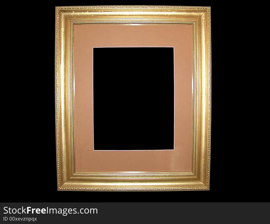 Isolated Blank Gold Picture Frame Cutout Background Close-up