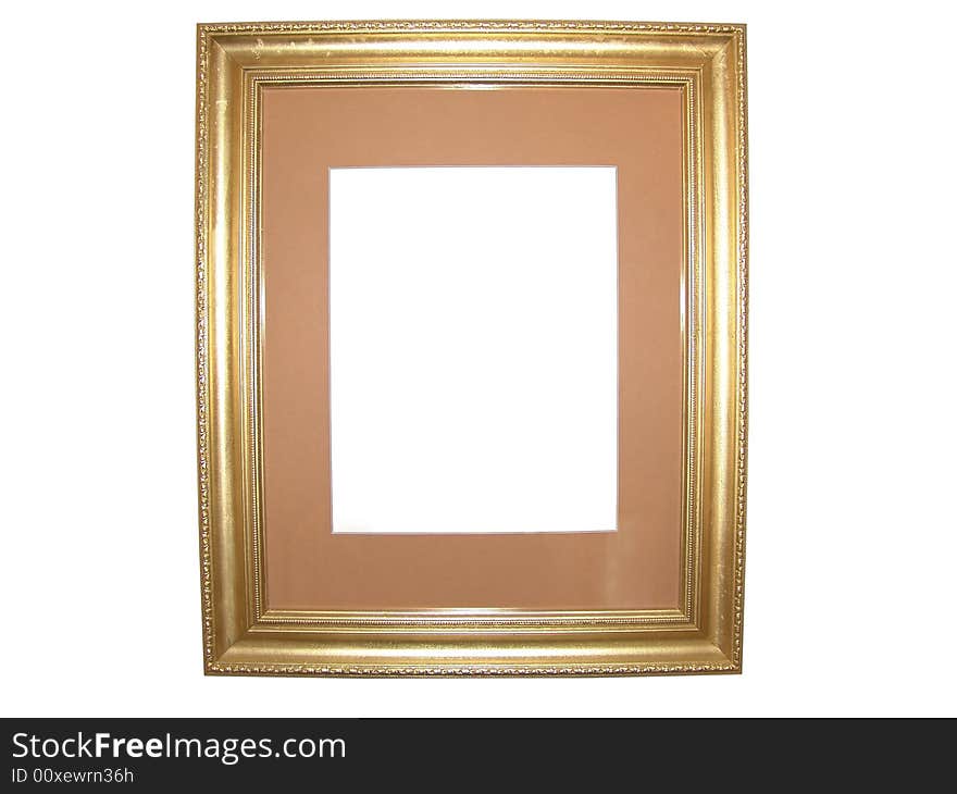 Isolated Blank Gold Picture Frame Cutout Background Close-up