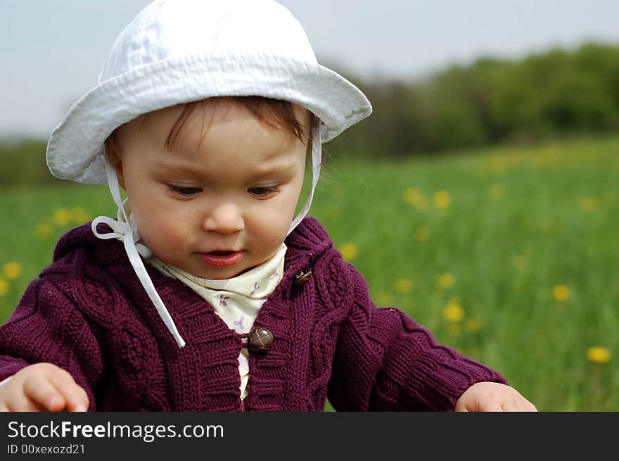 Happy child on green meadow. Happy child on green meadow