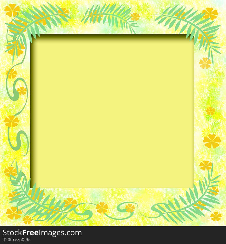 Tropical illustration scrapbook frame flowers and vines. Tropical illustration scrapbook frame flowers and vines