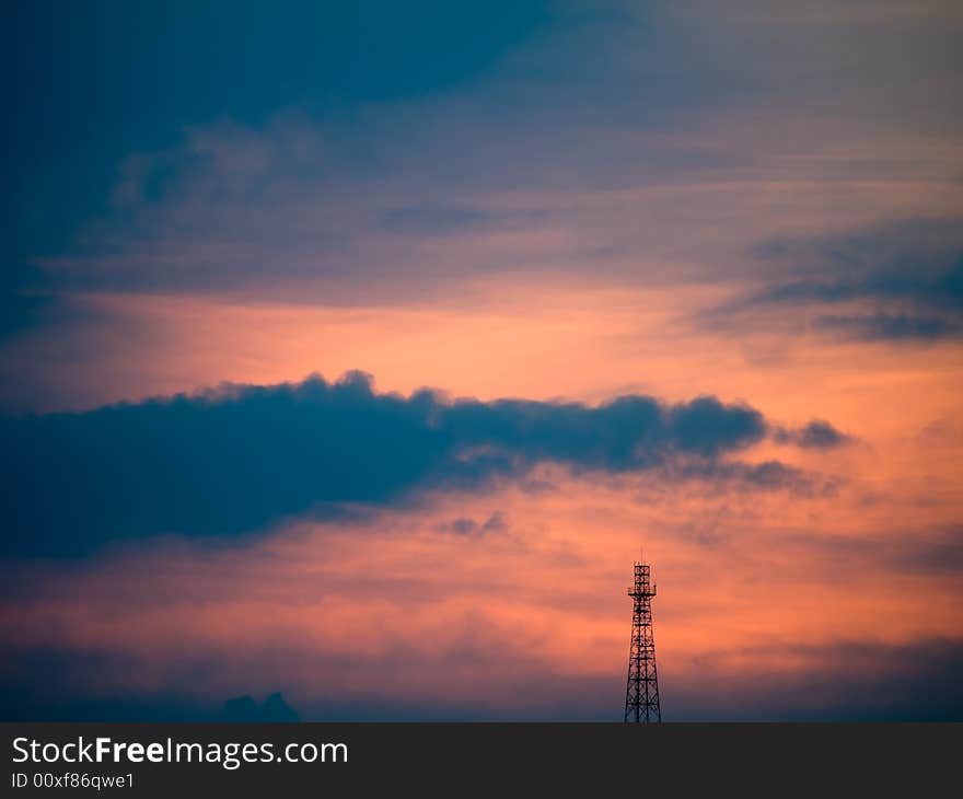 Antenna Tower At Sunset