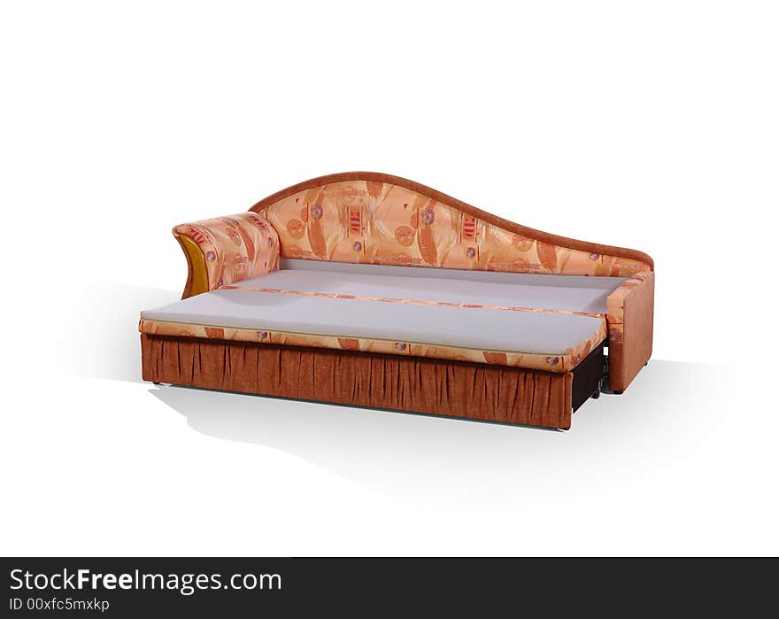 Sofa is decomposed in a bed on a white background. Sofa is decomposed in a bed on a white background