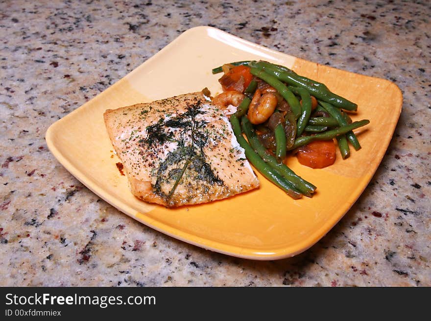 Salmon and vegetables