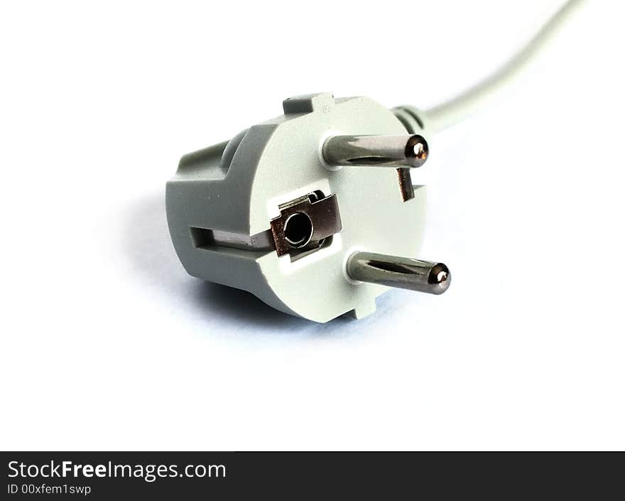 Electrical plug on white