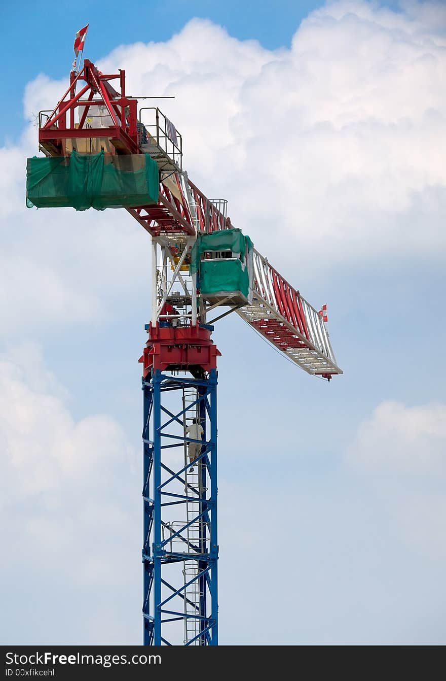 Tower Crane Operator Ascending up into his cabin to commence the afternoon shift after his lunch