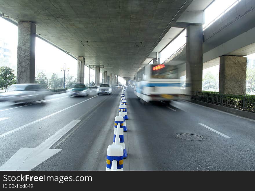 Traffic with motion blur (long exposure shot).