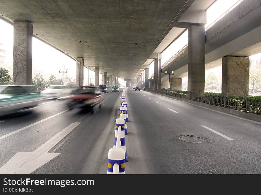 Traffic with motion blur (long exposure shot).