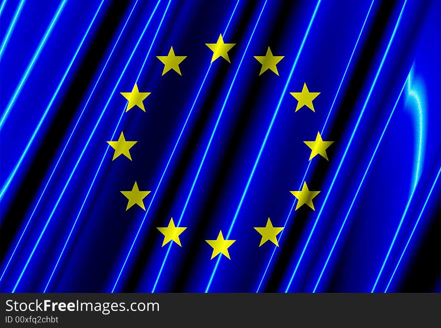 Illustration of the european union flag as it is made of plastic. Illustration of the european union flag as it is made of plastic