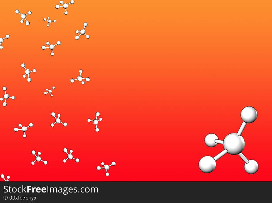 Backdrop on orange gradient with molecules. Backdrop on orange gradient with molecules