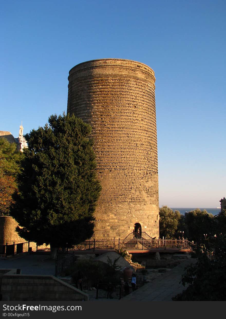 Tower, sky, tree, old city, morning