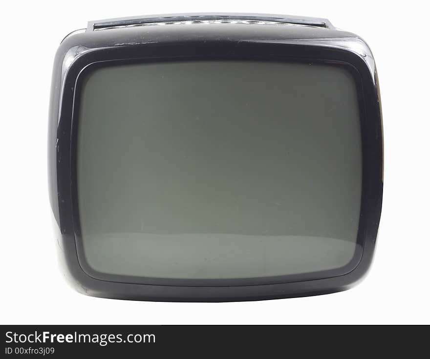 An old retro black television. An old retro black television