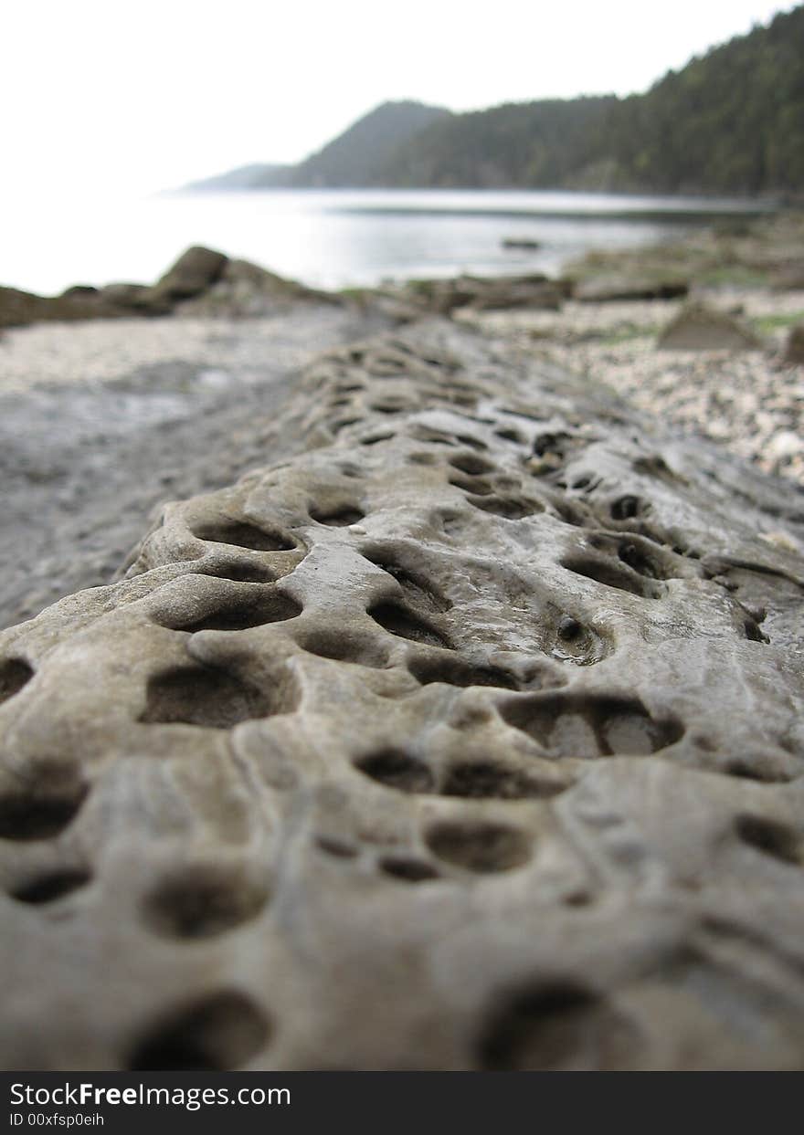 Holes in sandstone on Galiano Island