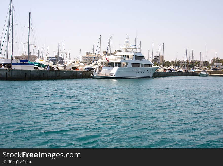 Yachts in sea to port