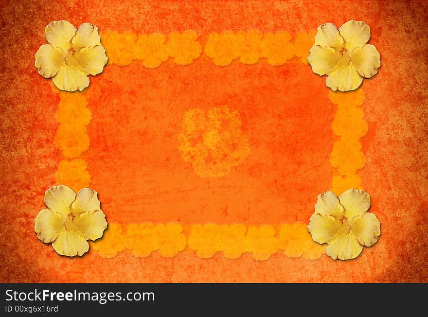 Background  flowered with hibiscus in texturized paper. Background  flowered with hibiscus in texturized paper