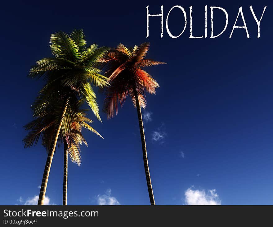 An image of some palm trees against a tropical sky, it would be a good conceptual image representing holidays. An image of some palm trees against a tropical sky, it would be a good conceptual image representing holidays.