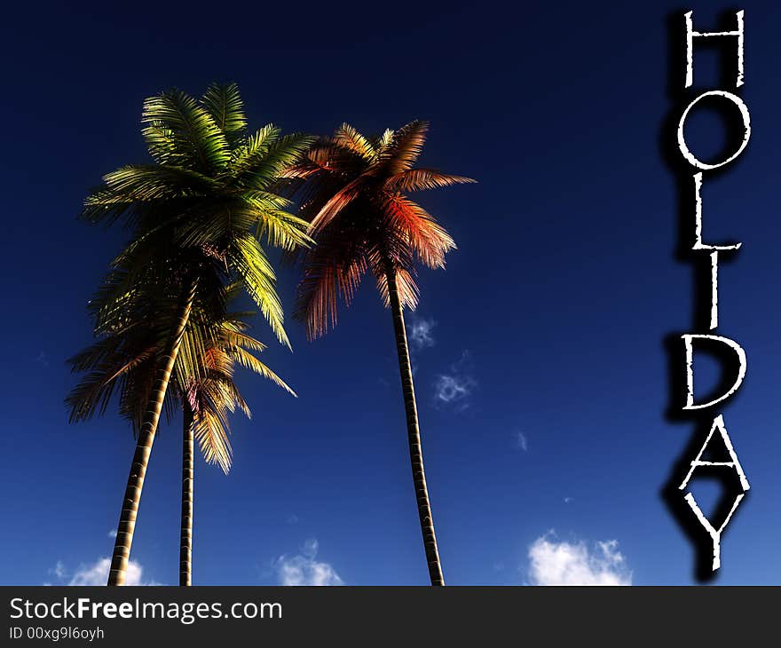 An image of some palm trees against a tropical sky, it would be a good conceptual image representing holidays. An image of some palm trees against a tropical sky, it would be a good conceptual image representing holidays.