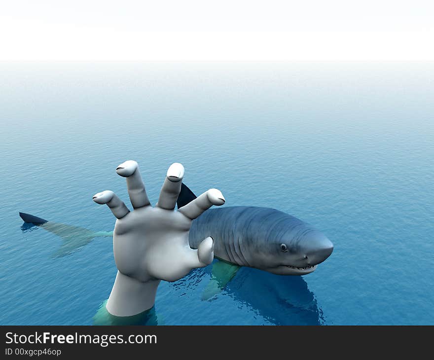 An image of a shark that is after a man. It would be a good conceptual image for people that are requesting help. An image of a shark that is after a man. It would be a good conceptual image for people that are requesting help.