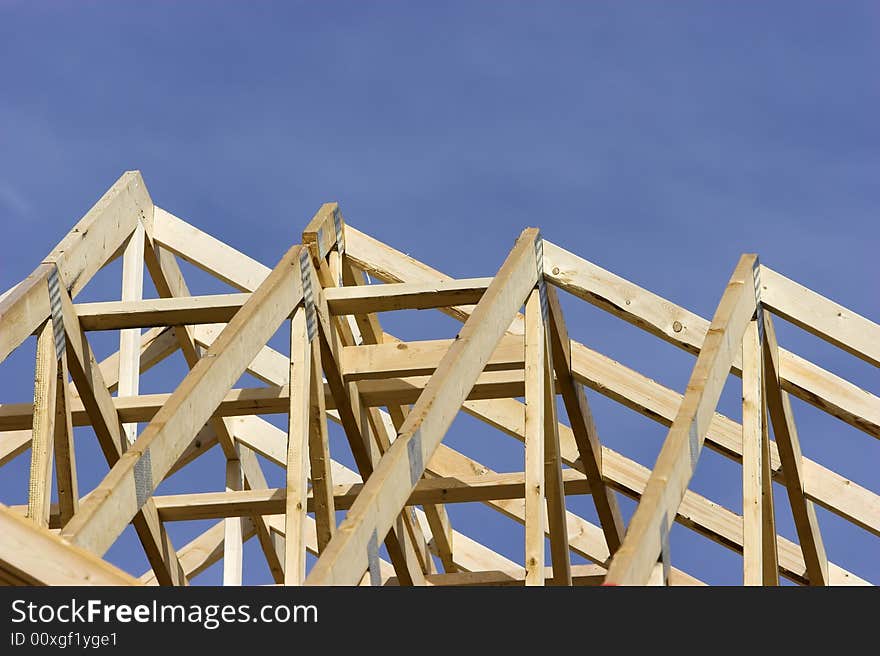 Rafters of a house at a construction site