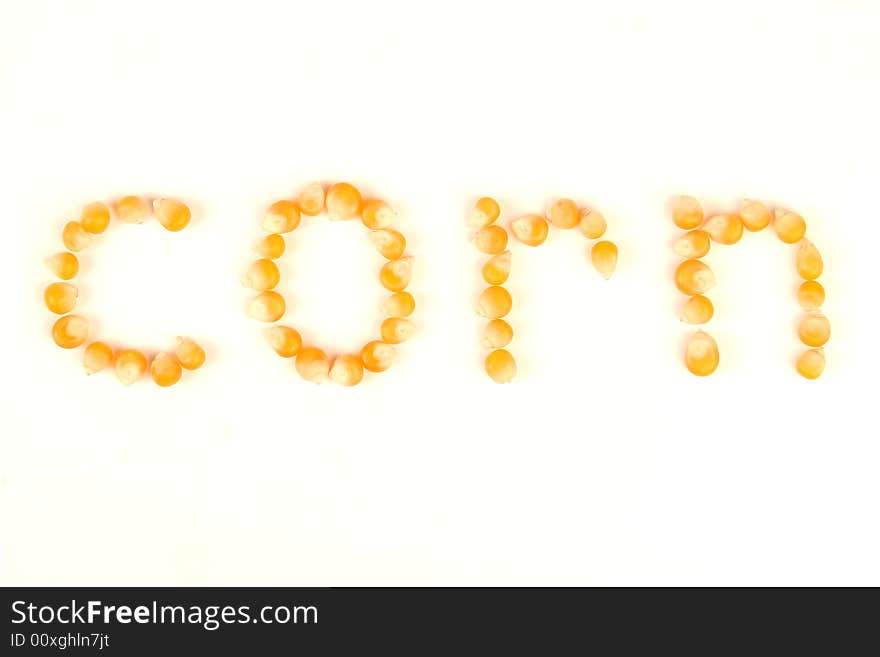 The word corn spelled out with corn