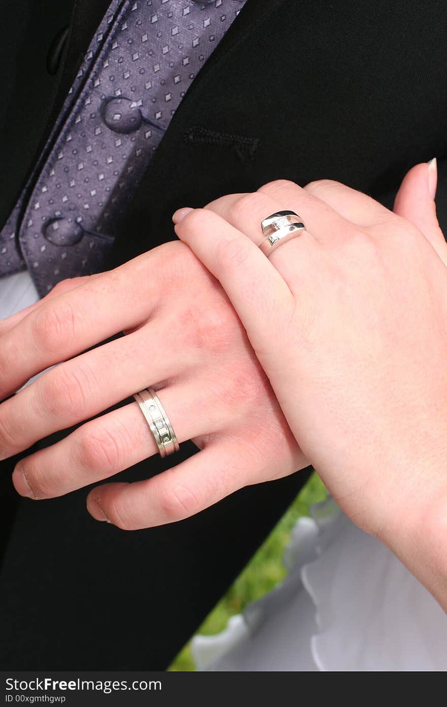 Close up of hands of bride and groom. Close up of hands of bride and groom