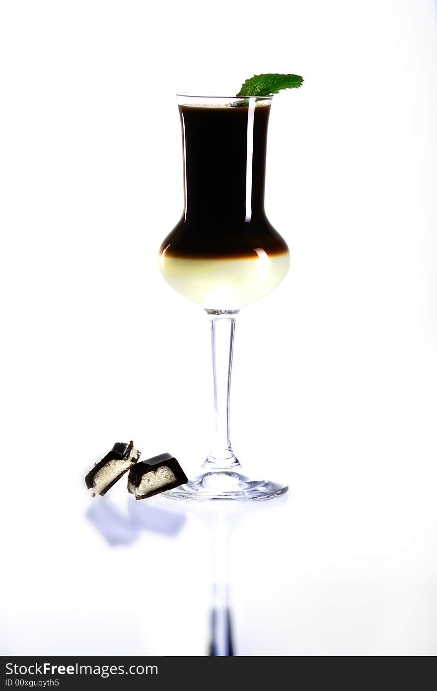 Coffee and milk in glass. Coffee and milk in glass