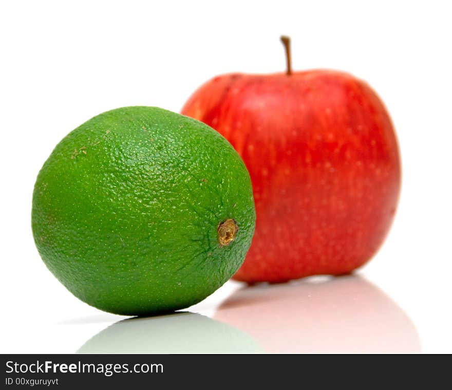 Red apple and green kiwi