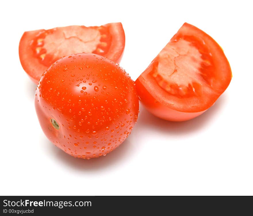 Perfect the tomatoes. Isolation on white. Shallow DOF.