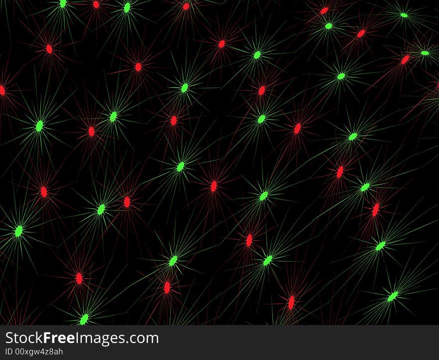 Illustration of abstract, red, green, black