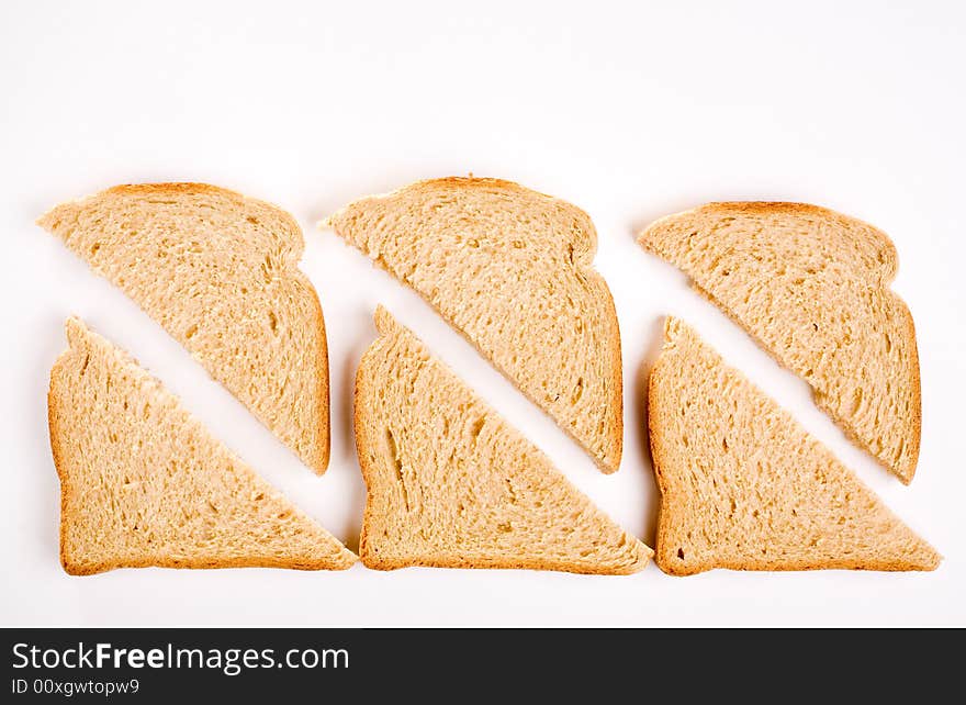 Sliced bread background, isolated on white